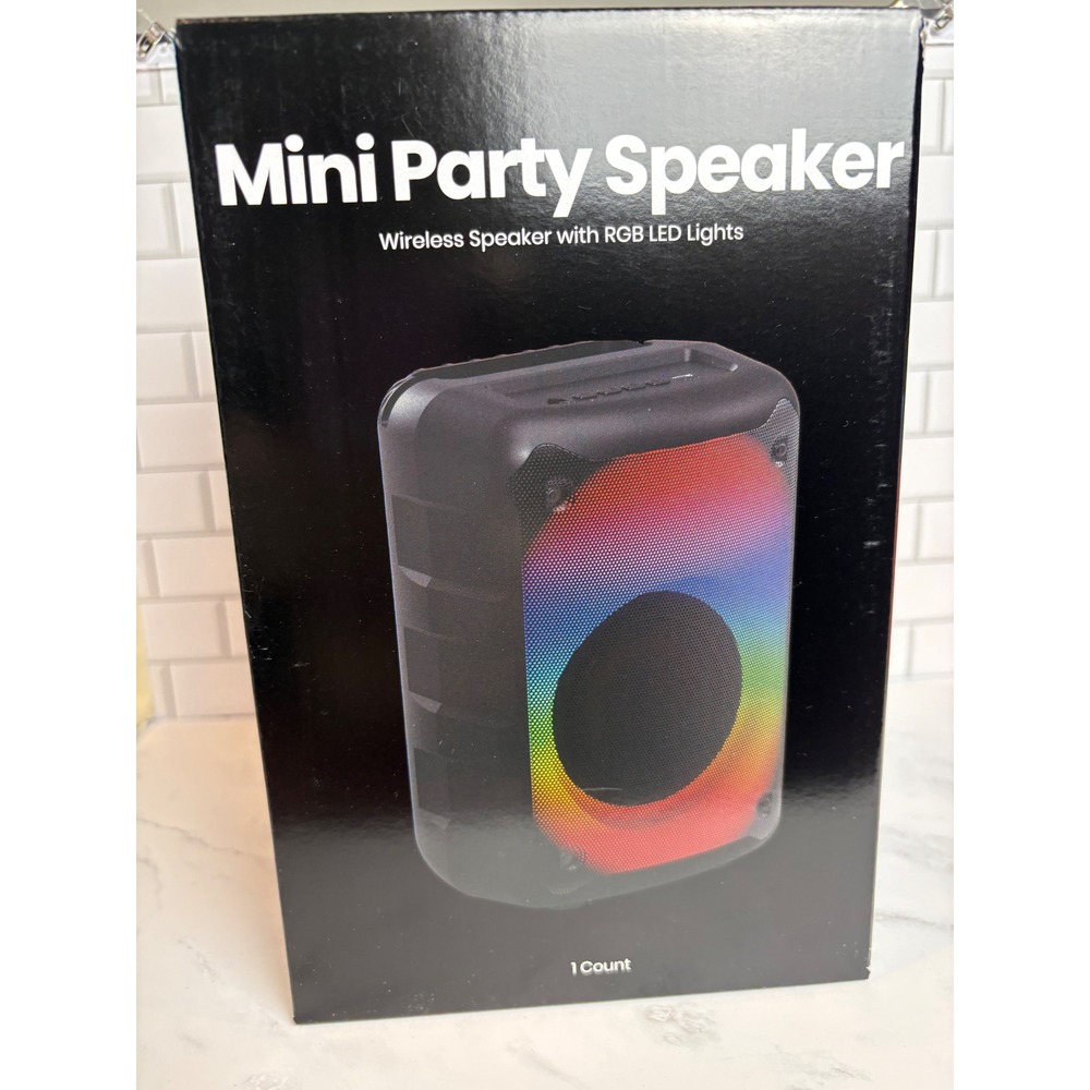 Mini‎ Party Speaker Wireless Bluetooth RGB LED Lights 12 Modes Black